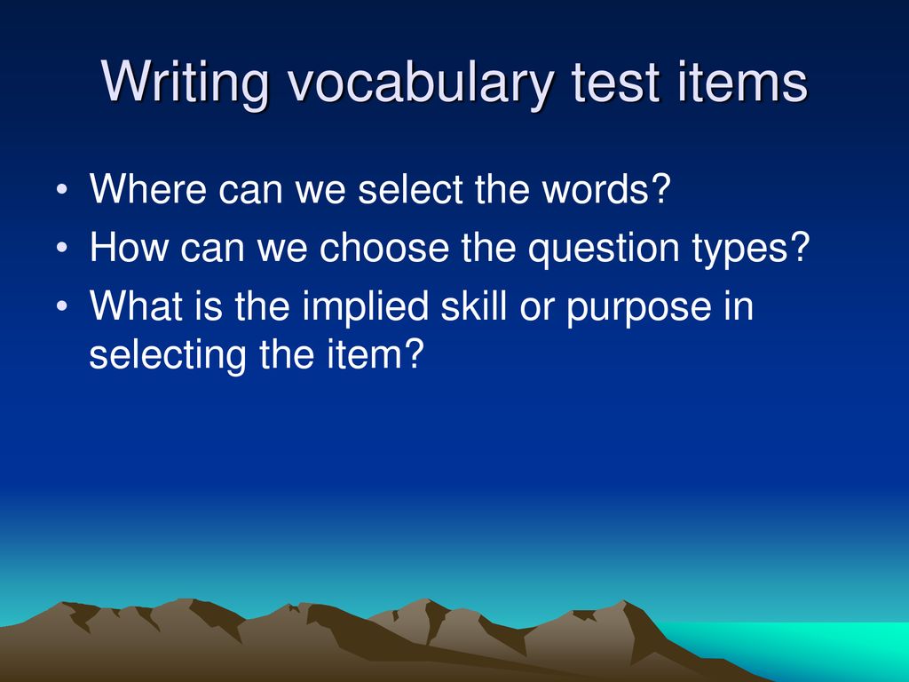 Writing vocabulary test items