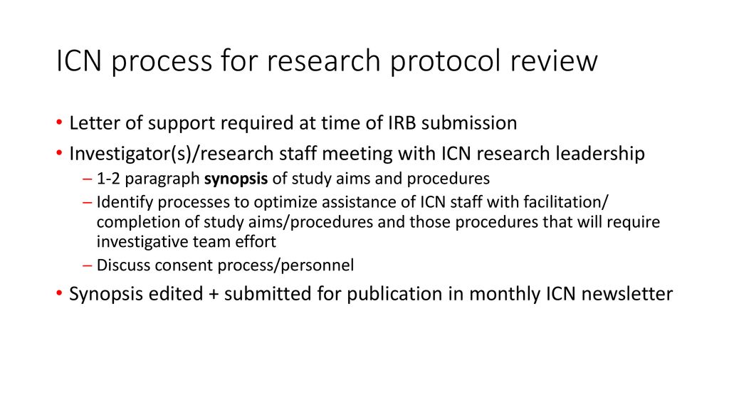ICN process for research protocol review