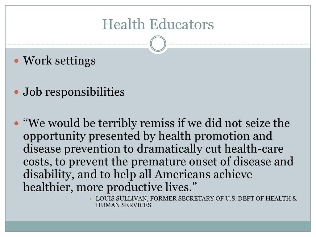 responsibilities for health education