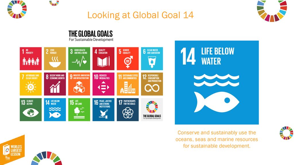Looking at Global Goal 14 Conserve and sustainably use the oceans, seas and marine resources for sustainable development.