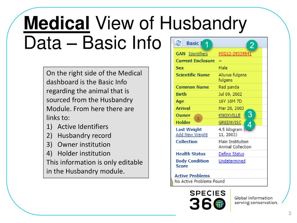 Medical View of Husbandry Data – Basic Info