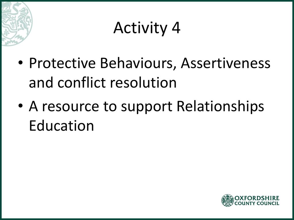 Activity 4 Protective Behaviours Assertiveness And Conflict Resolution A Resource To Support Relationships Education Ppt Download