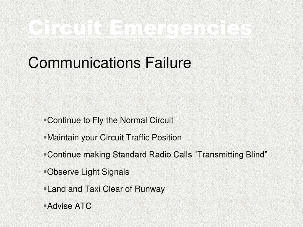 Circuit Emergencies Communications Failure