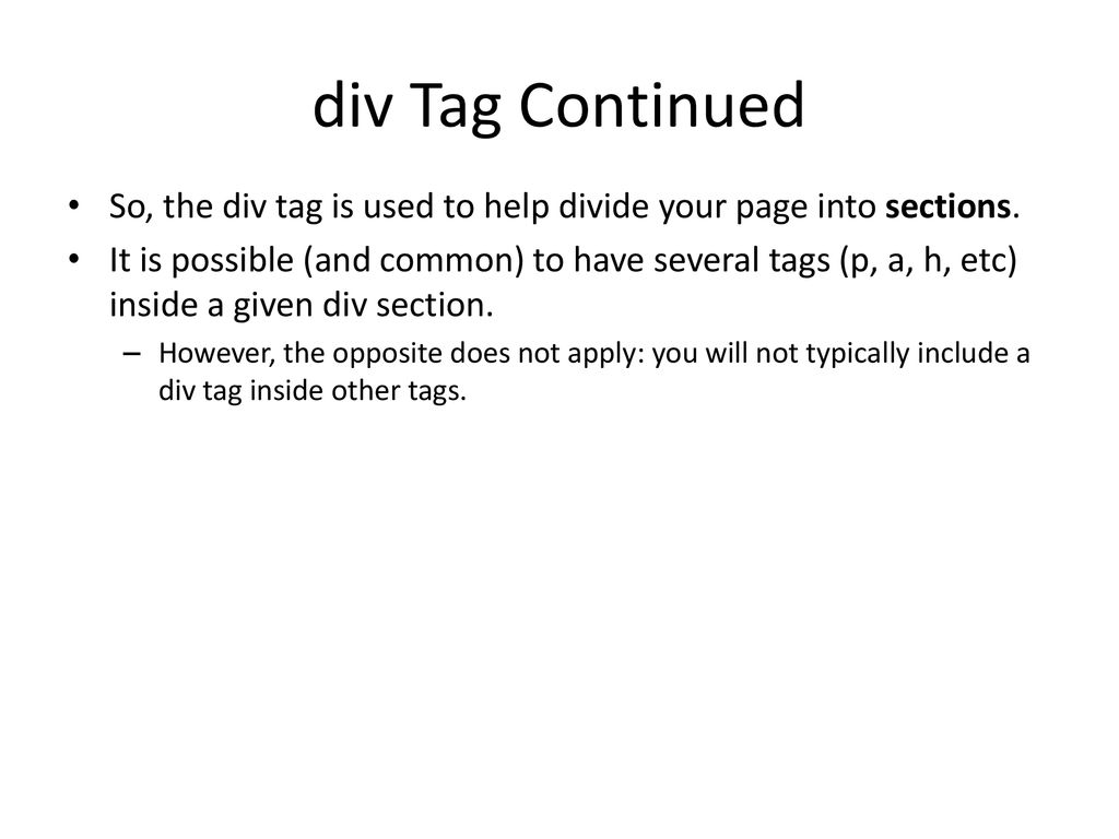 Intro to HTML – Part IV Organizing your page into sections using div ...