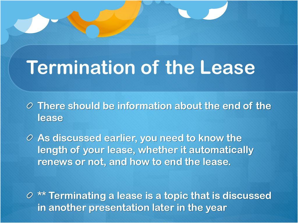 Landlord Tenant Orientation Fall Ppt Download   Termination Of The Lease 