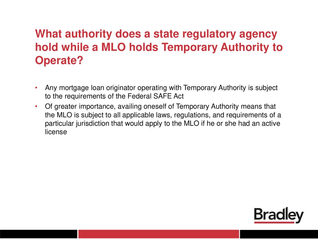 Mortgage Loan Originator Temporary Authority Webinar ppt download