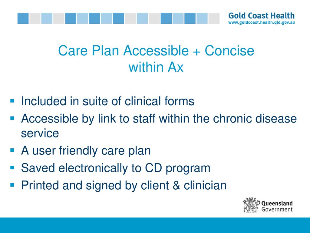 Care Plan Accessible + Concise within Ax