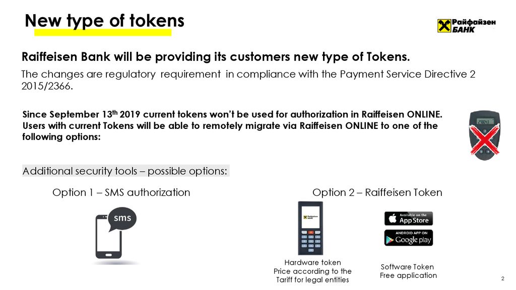 New Type Of Devices For Identification Of Users Of Raiffeisen Online Hardware And Software Tokens Ppt Download