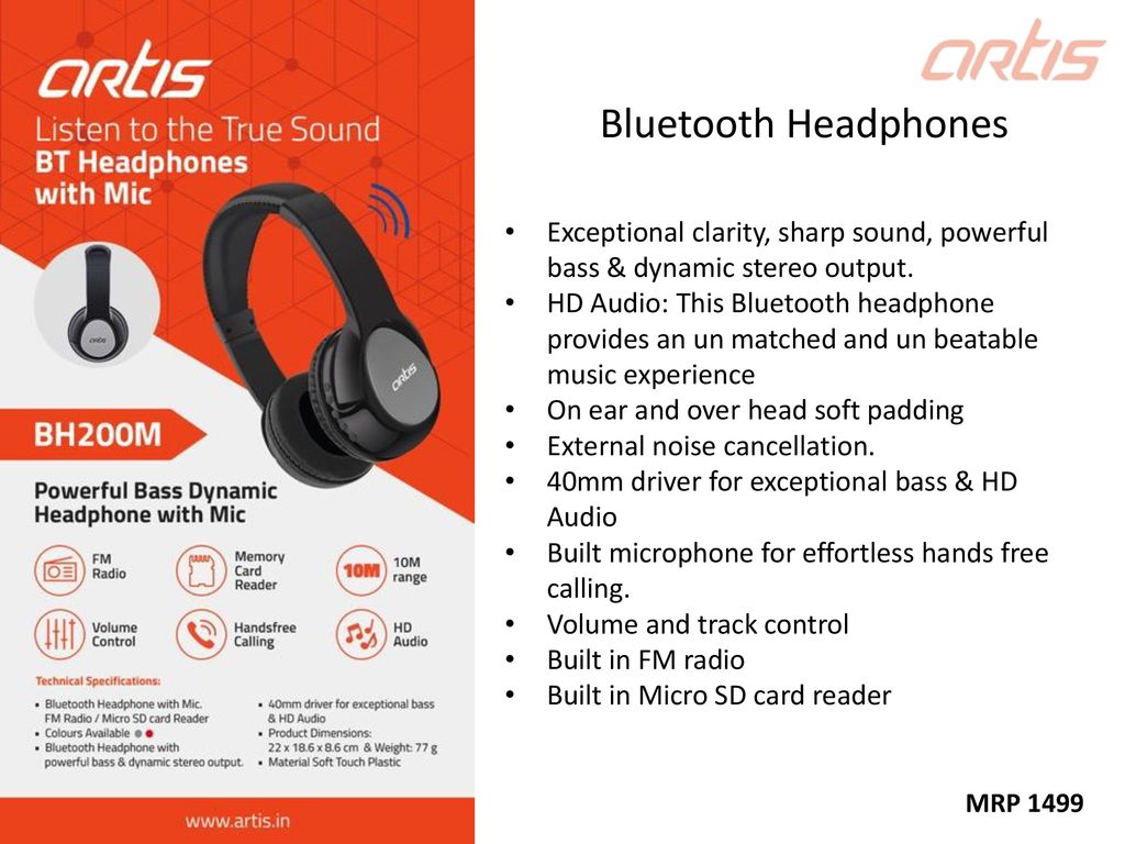 ARTIS Bluetooth Headphone - ppt download