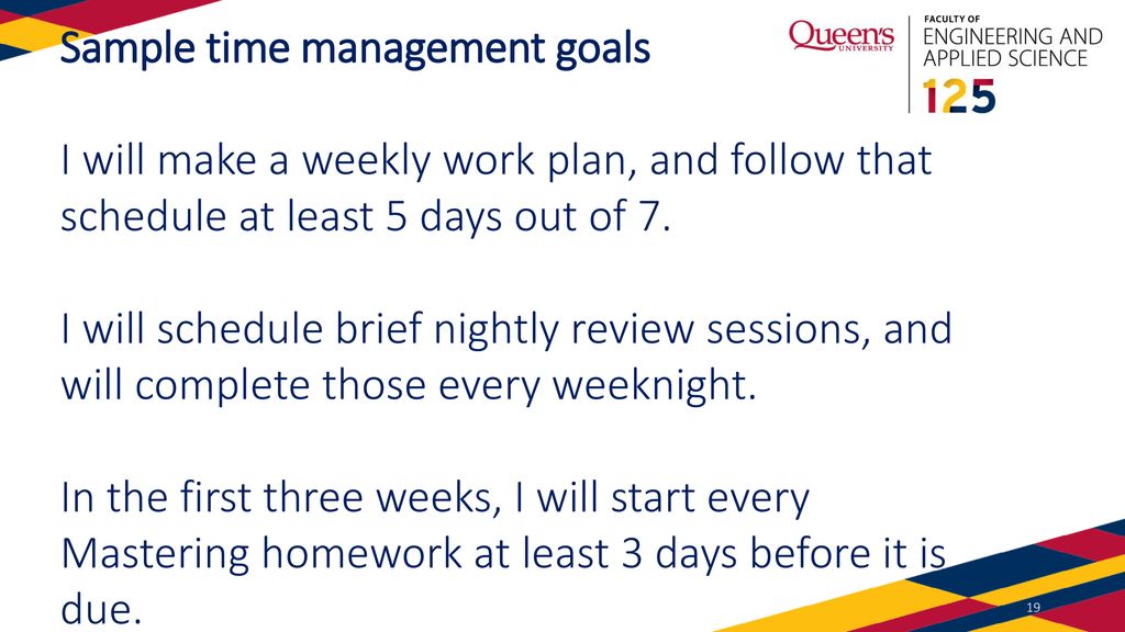 Sample time management goals