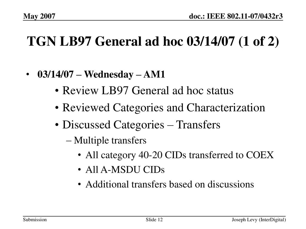 TGN LB97 General ad hoc 03/14/07 (1 of 2)