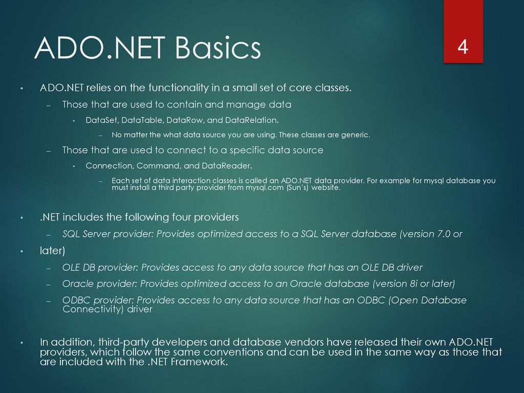Ado net fundamentals ppt download