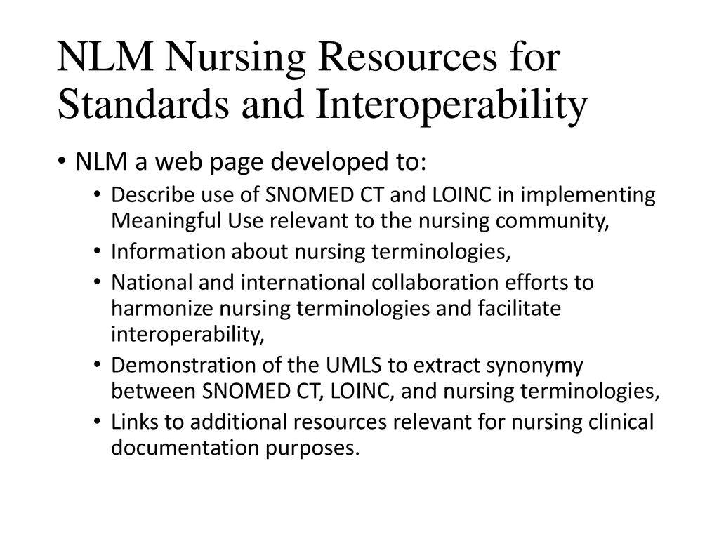 NLM Nursing Resources for Standards and Interoperability