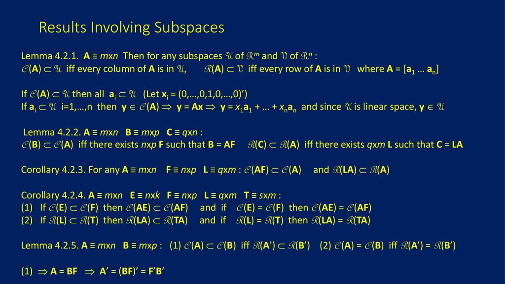 Linear Spaces Row And Columns Spaces Ppt Download