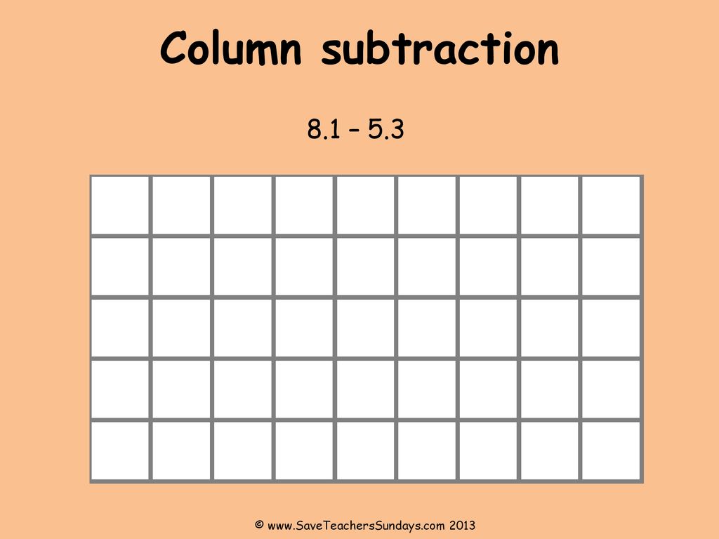 Column subtraction Yesterday we learnt to subtract vertically in ...