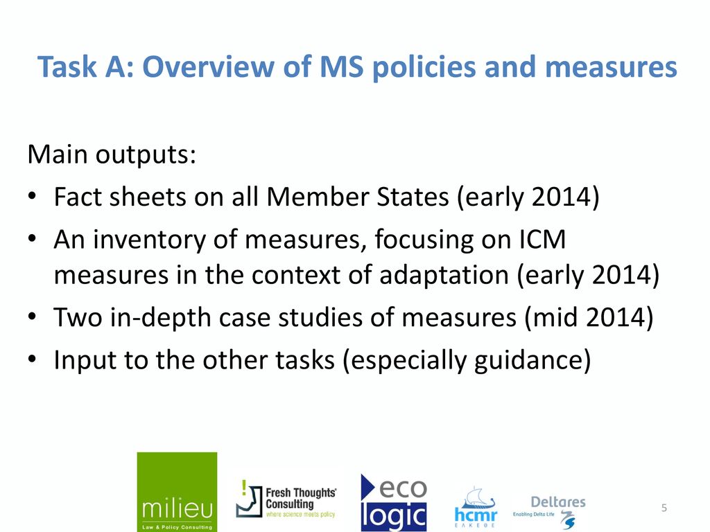 Task A: Overview of MS policies and measures