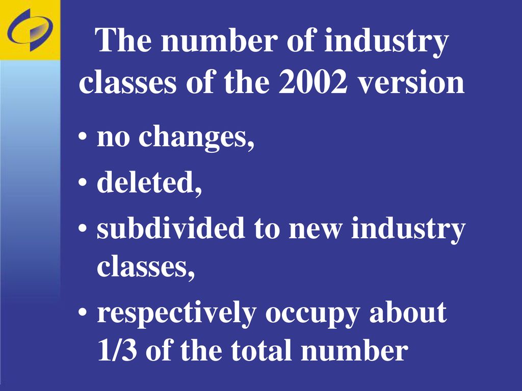The number of industry classes of the 2002 version