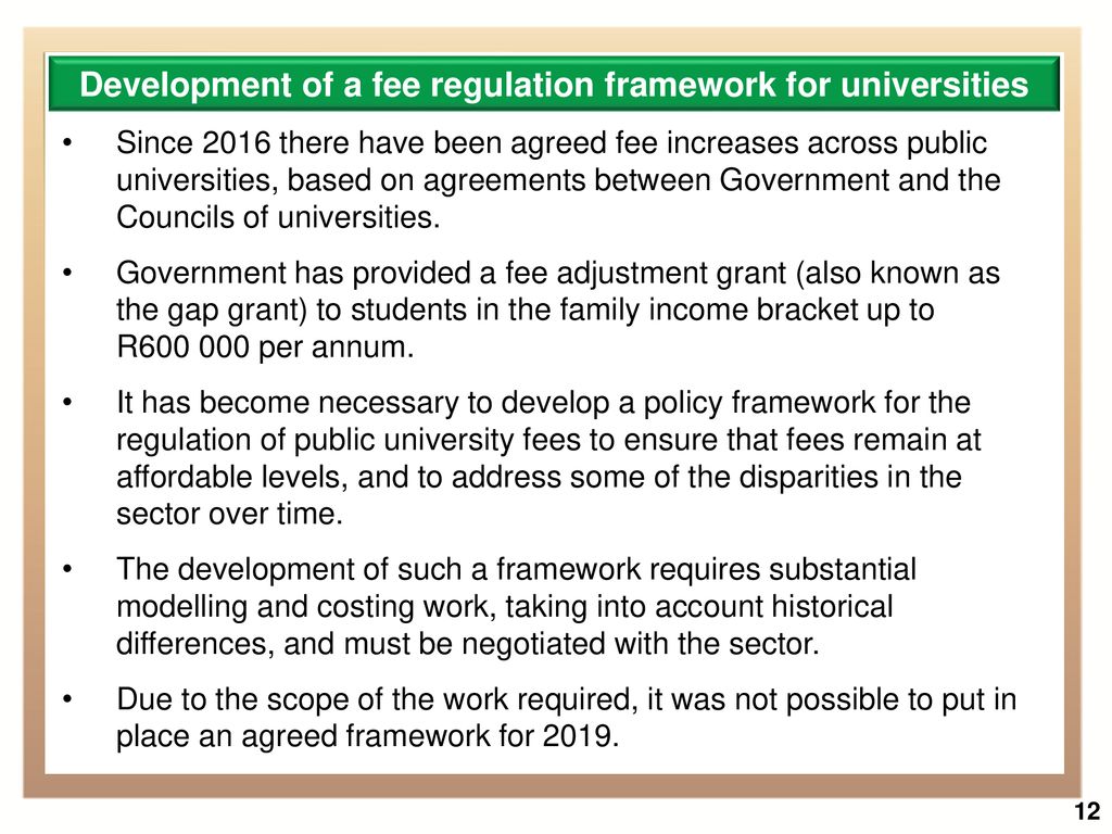 Development of a fee regulation framework for universities