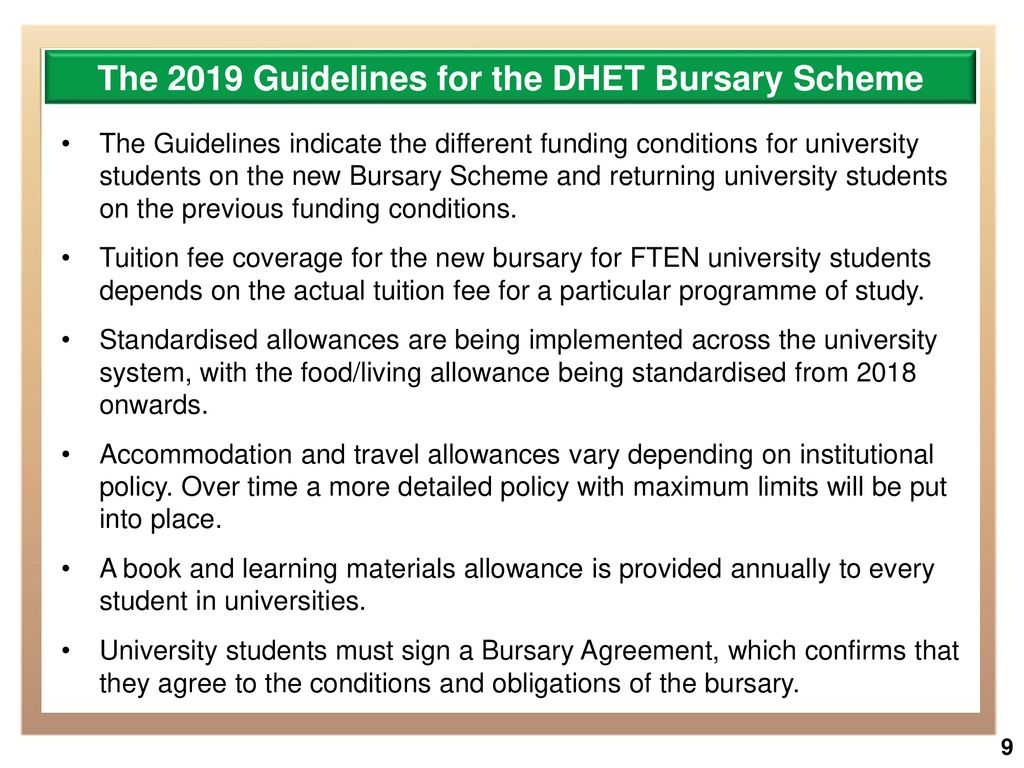 The 2019 Guidelines for the DHET Bursary Scheme