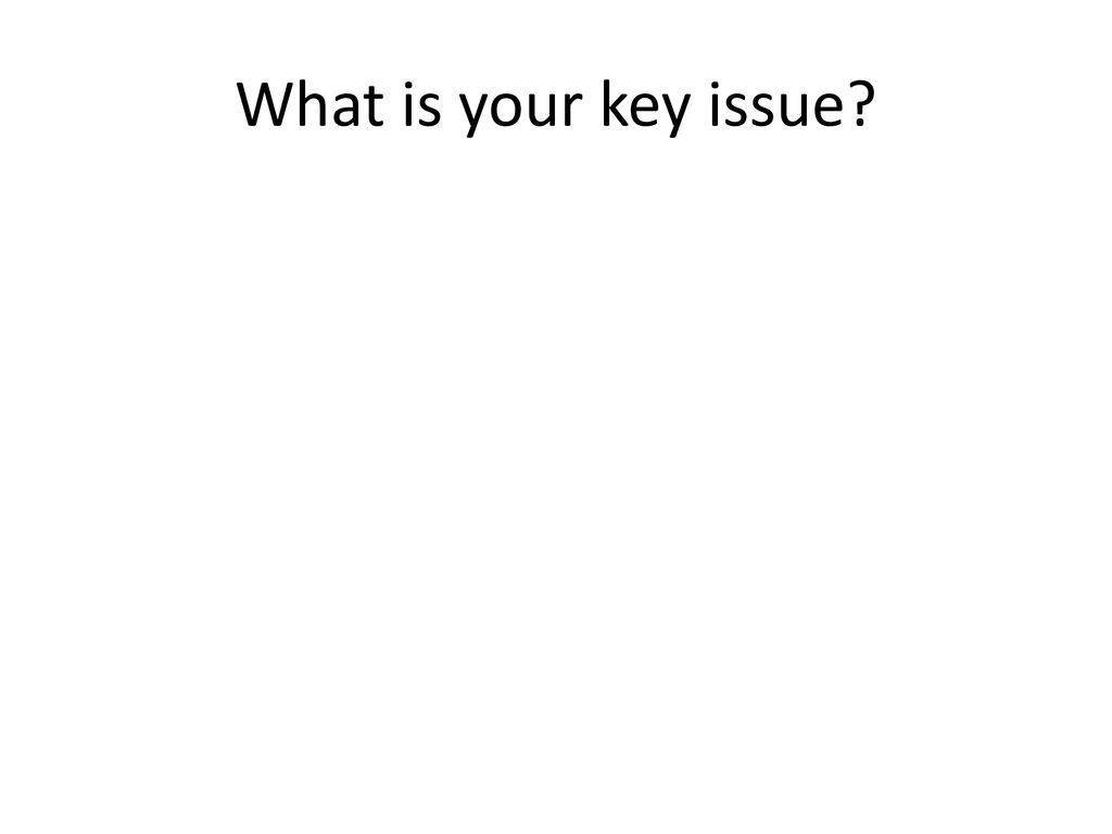 What is your key issue