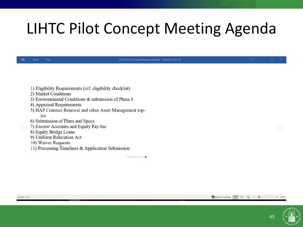 Section 221(d)(4)/220 New Const./ Sub. Rehab. LIHTC Pilot Training ...