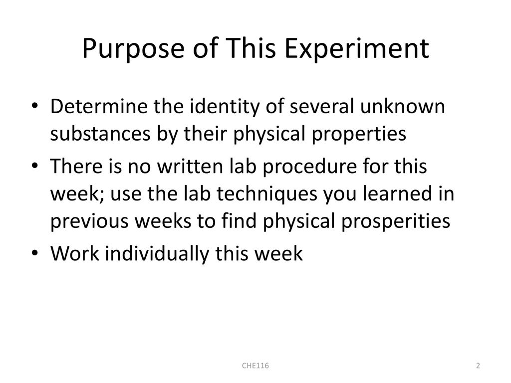 Purpose of This Experiment