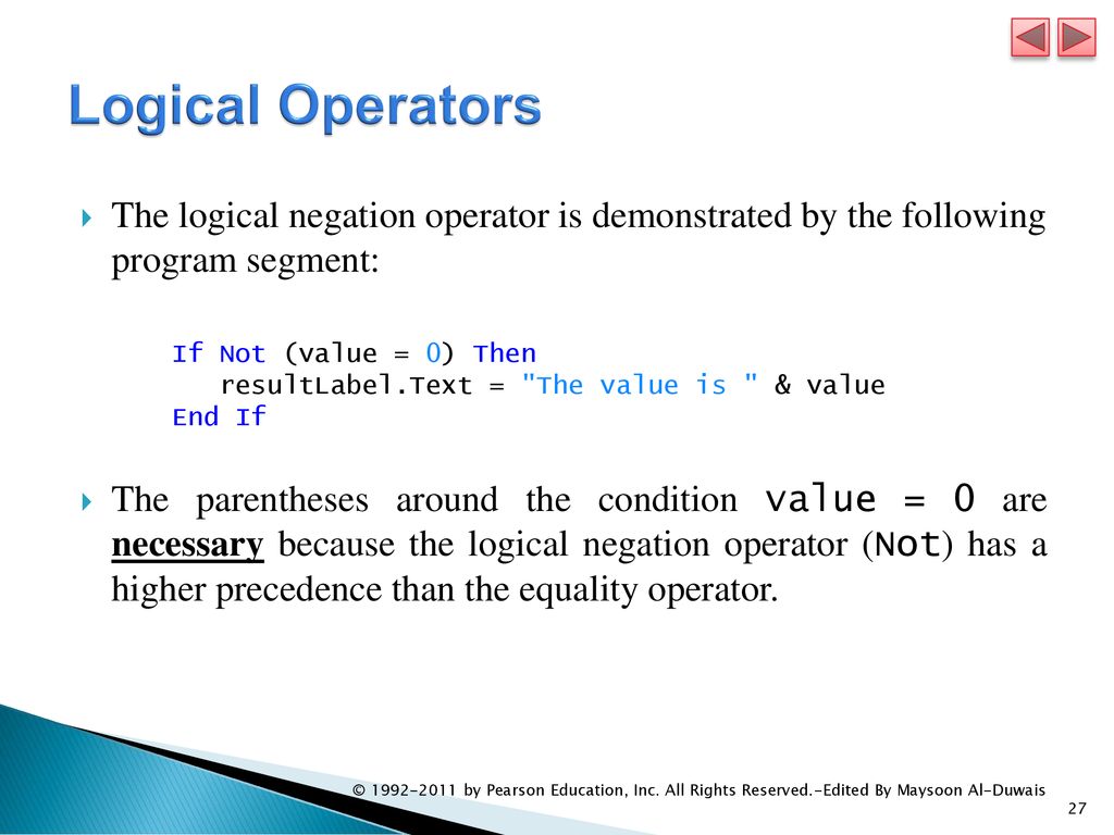 Chapter 4 Select…Case Multiple-Selection Statement & Logical Operators ...