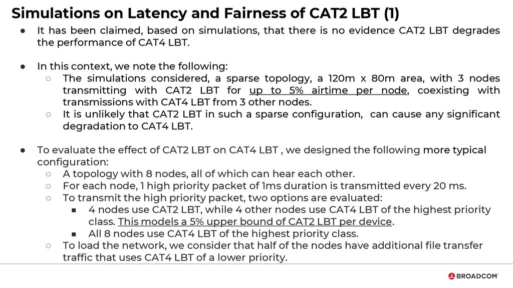 Simulations on Latency and Fairness of CAT2 LBT (1)