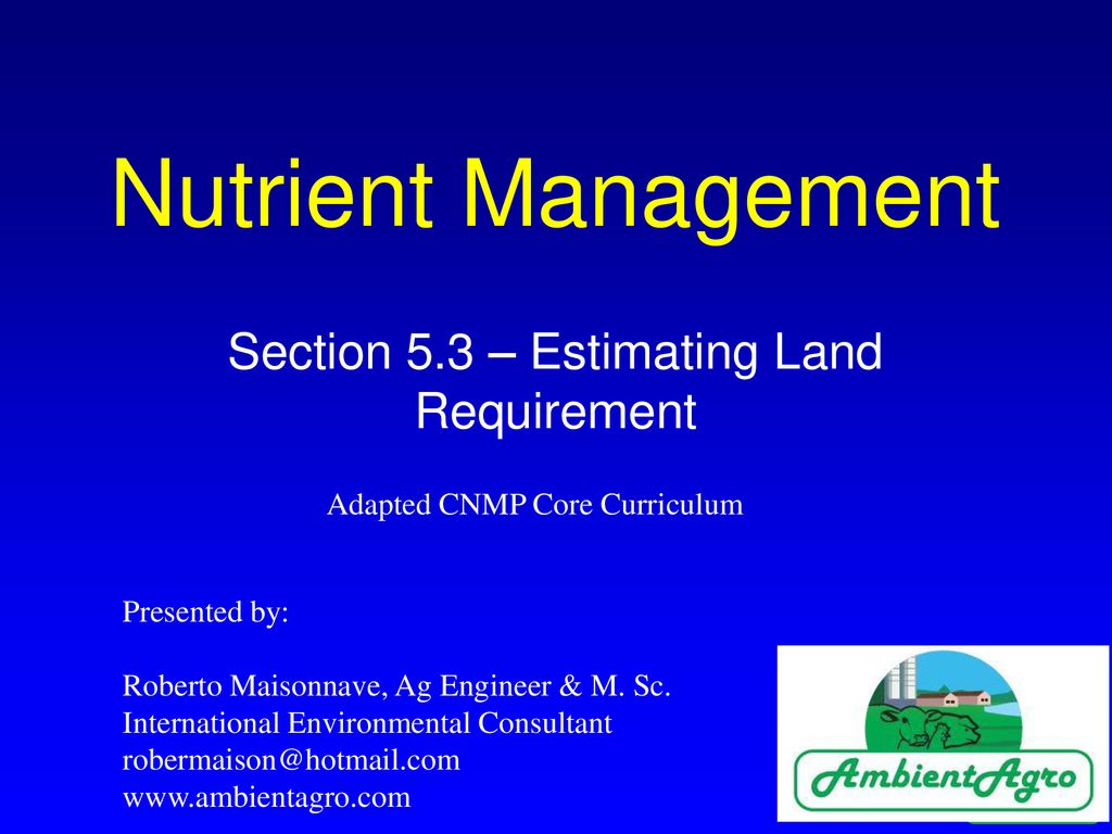 Section 5.3 – Estimating Land Requirement - ppt download