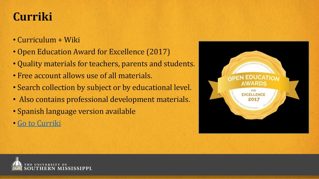 Curriki Curriculum + Wiki Open Education Award for Excellence (2017)
