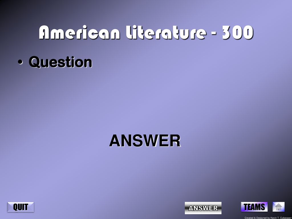 American Literature Question ANSWER ANSWER