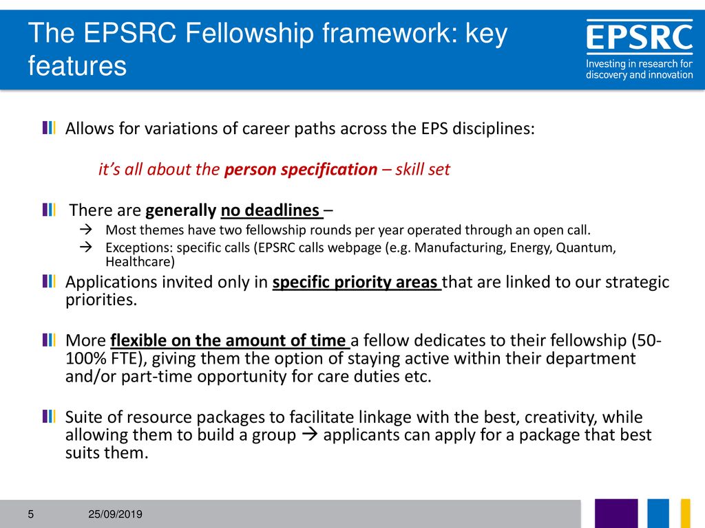 The EPSRC Fellowship framework: key features