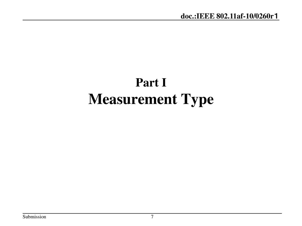 Part I Measurement Type