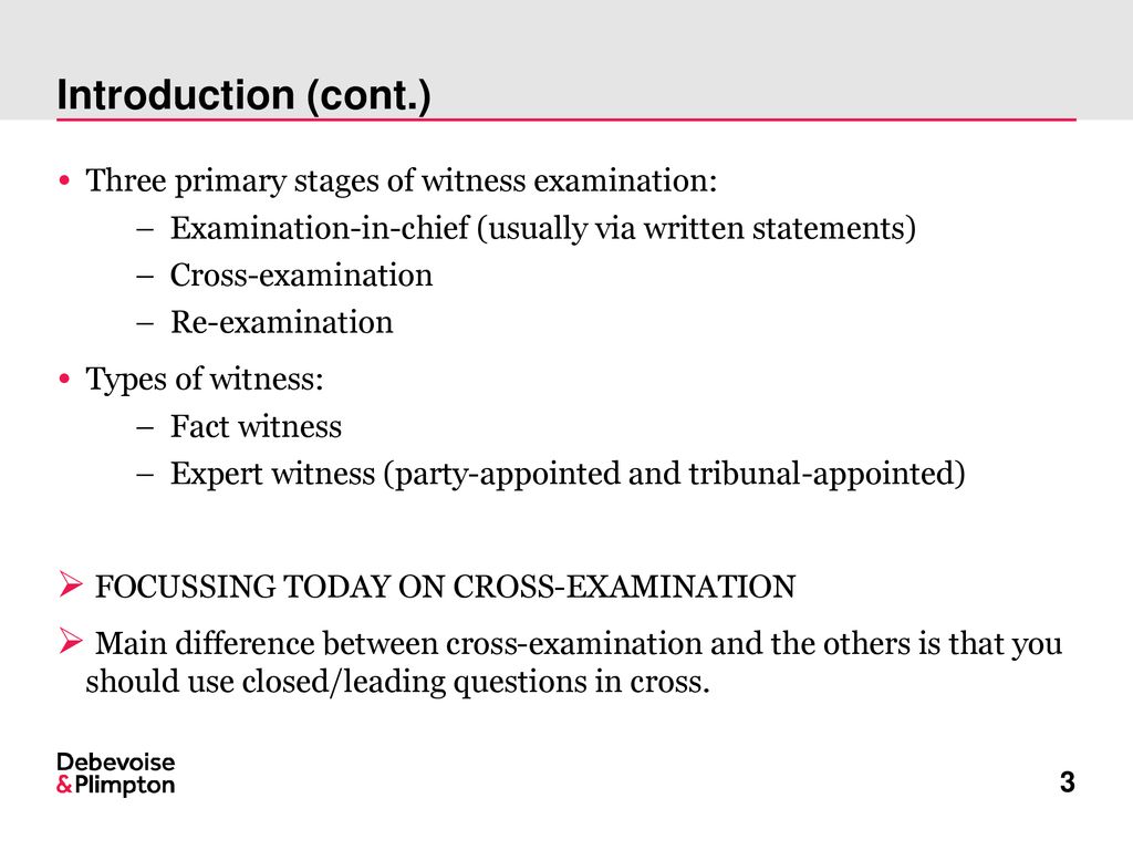 CROSS-EXAMINATION OF WITNESSES - ppt download