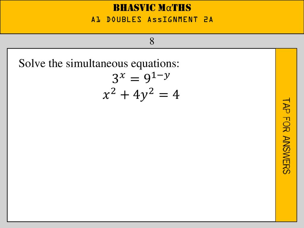 Bhasvic Maths 1 A1 Doubles Assignment 2a Ppt Download