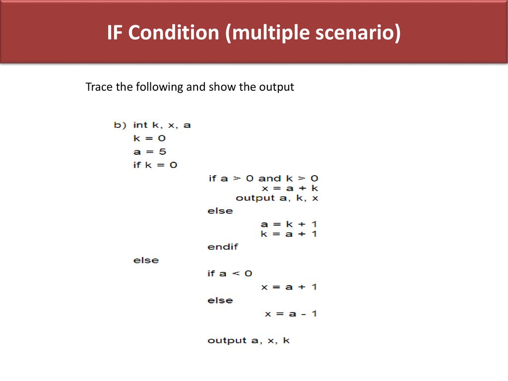 IF Condition (multiple scenario)