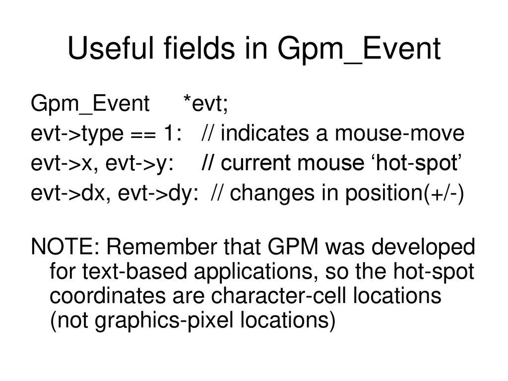 Useful fields in Gpm_Event
