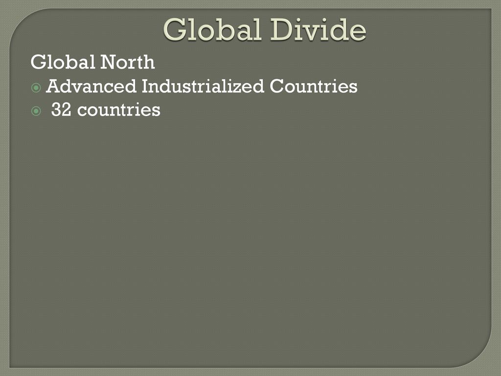 Global Divide Global North Advanced Industrialized Countries