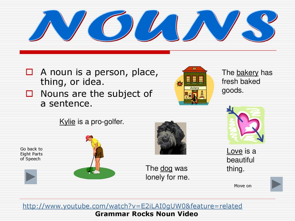 Person noun. Personal Nouns. Parts of Speech. Noun a person, place.
