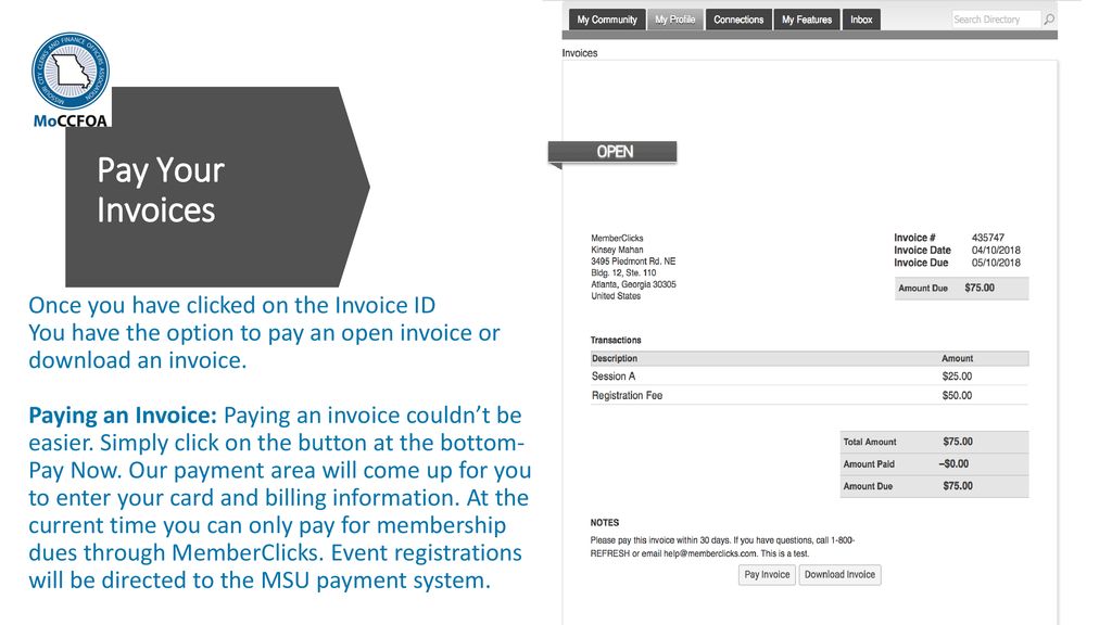 Pay Your Invoices Once you have clicked on the Invoice ID