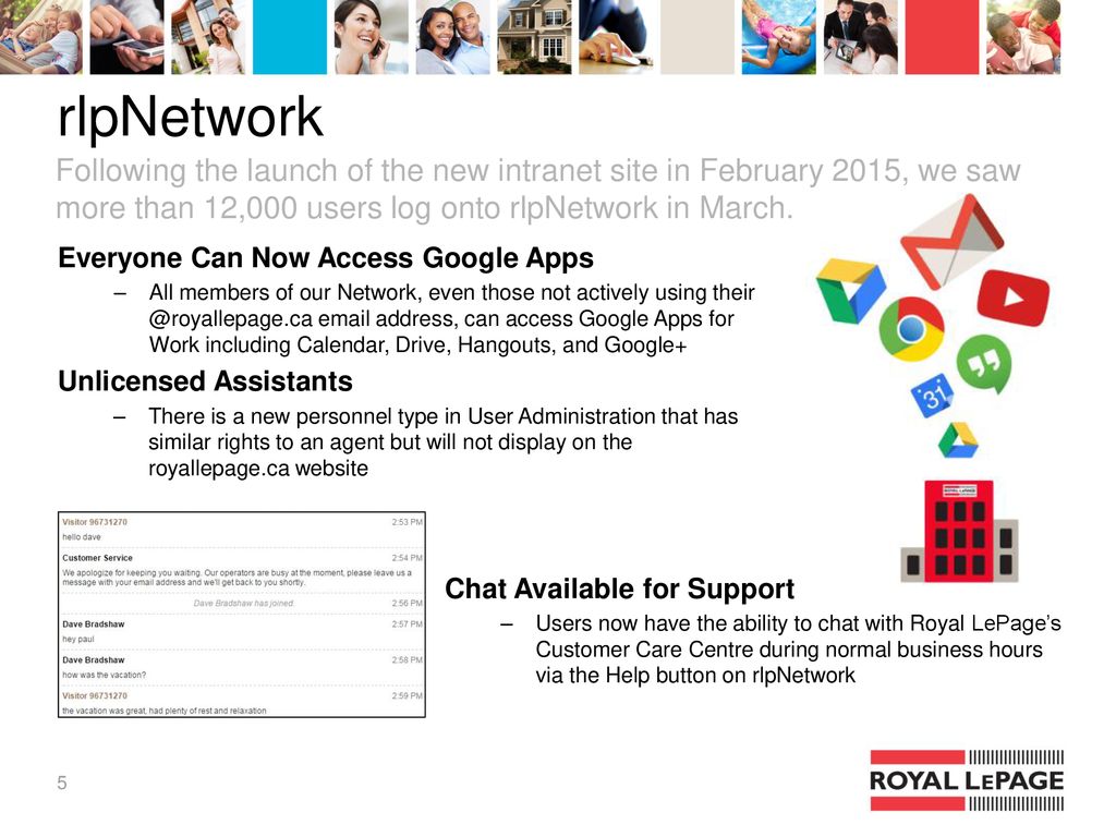 rlpNetwork Following the launch of the new intranet site in February 2015, we saw more than 12,000 users log onto rlpNetwork in March.
