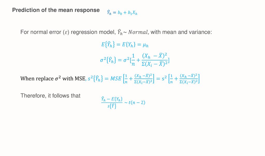 Interval Estimation Of Mean Response Ppt Download