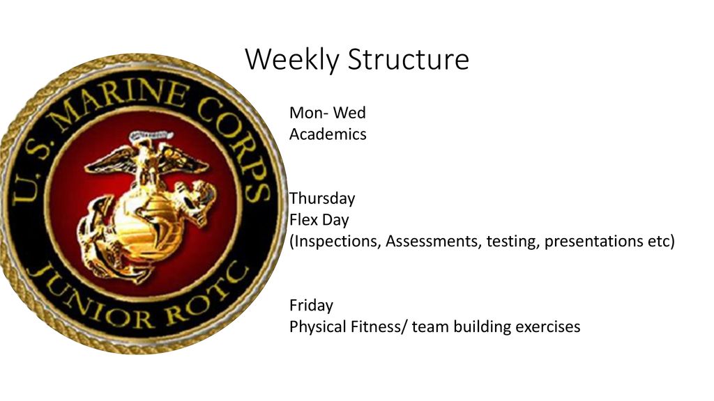 Weekly Structure Mon- Wed Academics Thursday Flex Day
