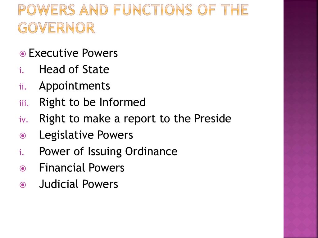 powers of governor