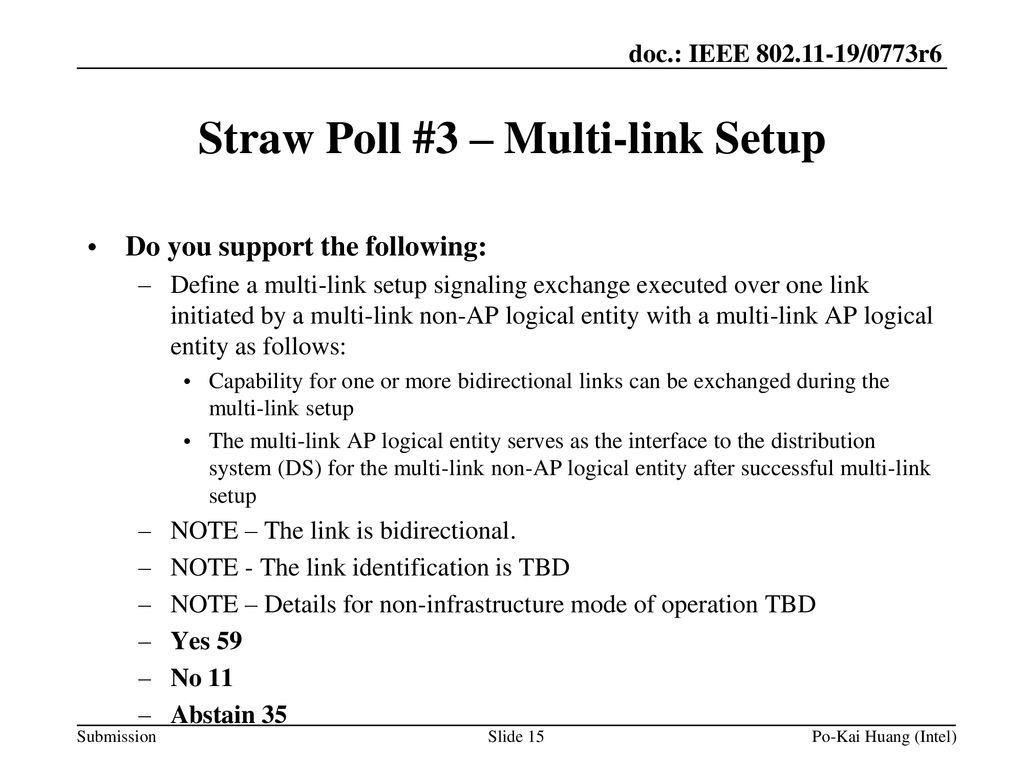 Straw Poll #3 – Multi-link Setup