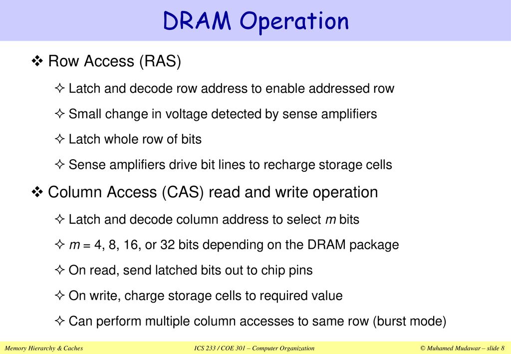 DRAM Operation Row Access (RAS)