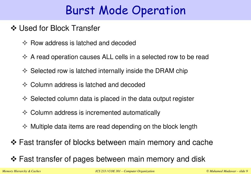Burst Mode Operation Used for Block Transfer