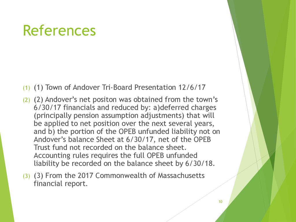 References (1) Town of Andover Tri-Board Presentation 12/6/17