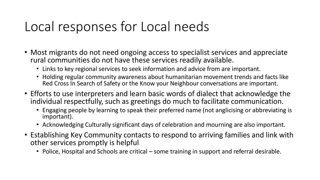 Local responses for Local needs