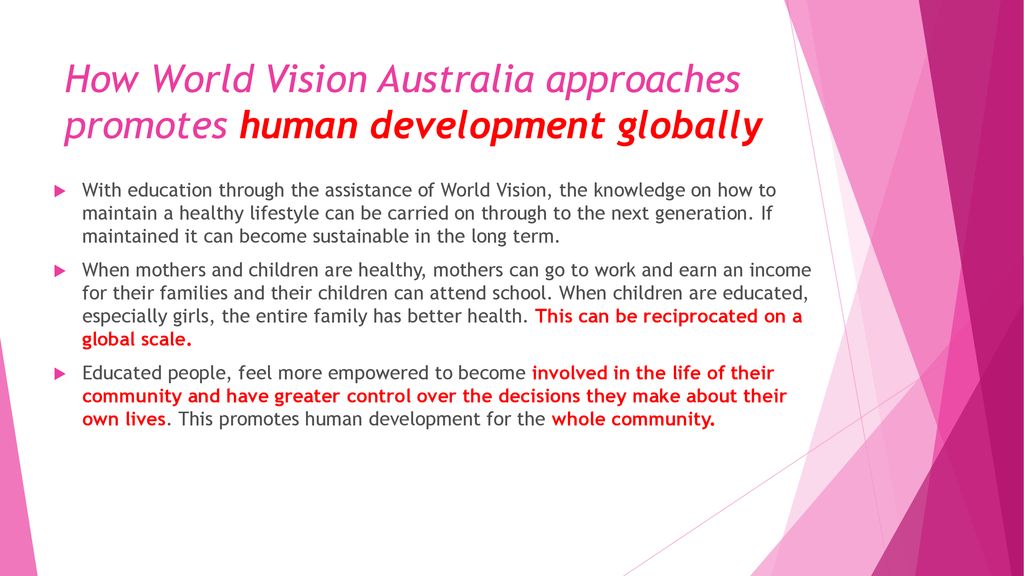 How World Vision Australia approaches promotes human development globally